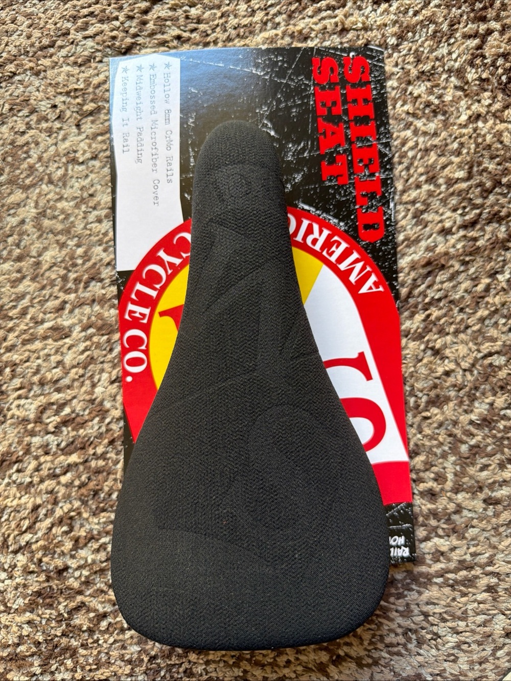 S&M Bikes embossed shield railed seat saddle BLACK  Bmx bike seat